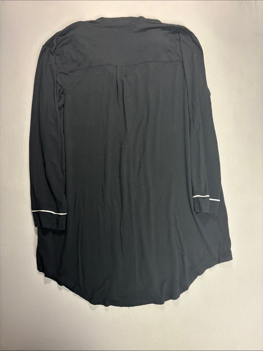 Auden Black Longline Modal Nightshirt Button Down White Piping XXL - Picture 4 of 7